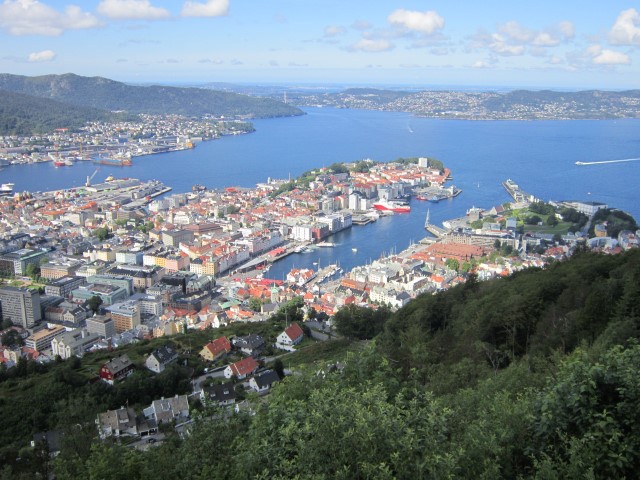 Noorwegen, Bergen, uitzicht vanaf Floyenban